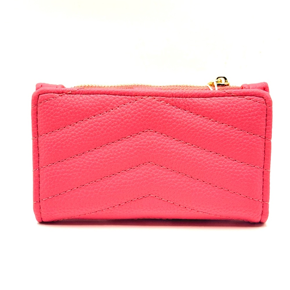 Halston Pink Faux Leather Wallet with Gold Logo Accent